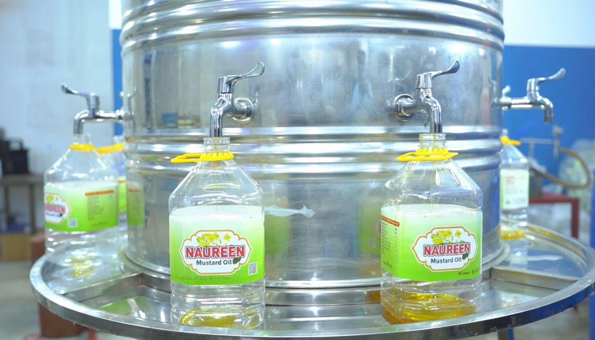 Filling Bottles from the Stainless Steel Storage Tank
